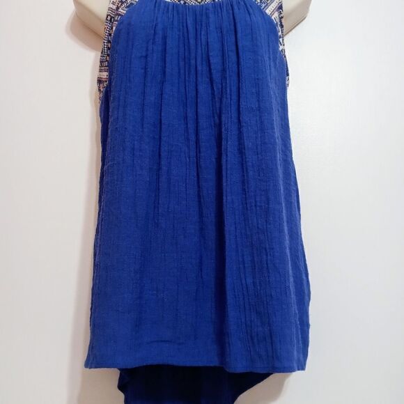 Doe & Rae Woven Gauze Tapestry Top Blue Medium - Picture 5 of 11